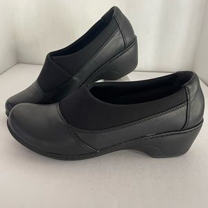 Clarks Collection Channing Enna Black Leather Slip-on Loafers Shoes Size 8